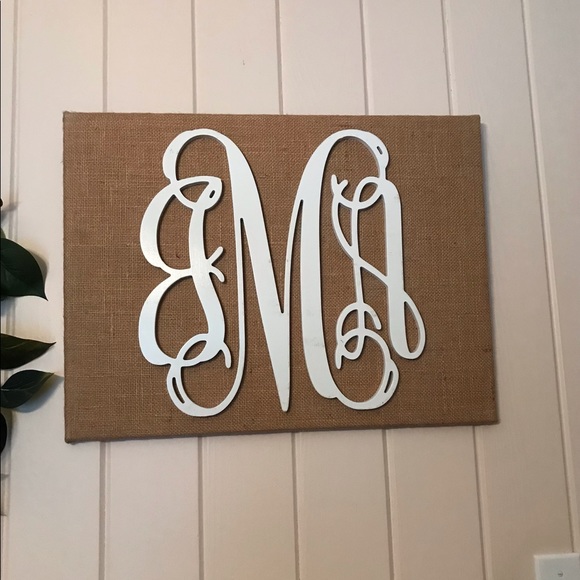 JMA White Wooden Script Monogram on Burlap Canvas
Initials JMA or JAM Monogram - Picture 4 of 9